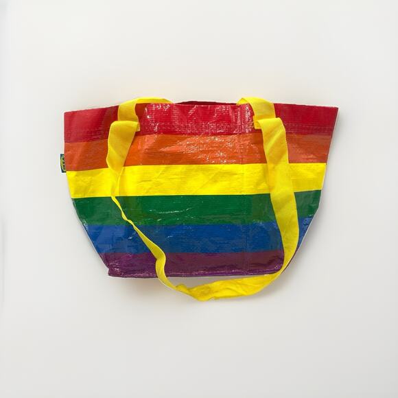 IKEA Handbags - IKEA Tote Bag Storstomma Small Rainbow Multicolor Horizontal Stripes 10x17"